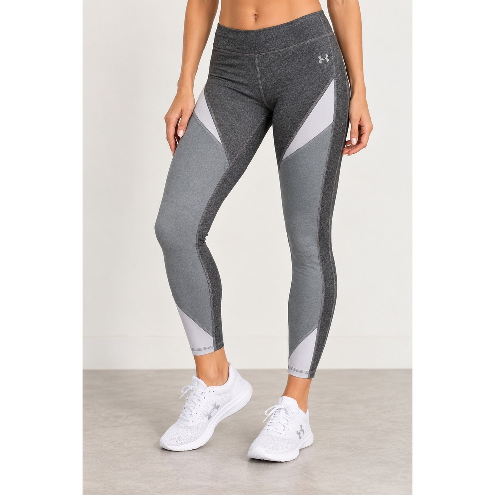 Under Armour HeatGear Compression Leggings Gray Colorblock Womens Small